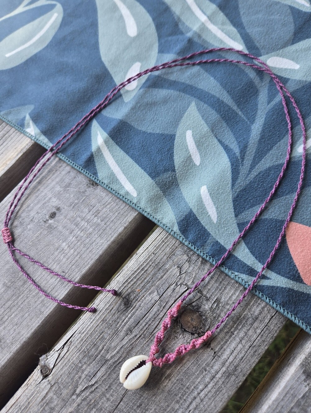 New Handmade Sage Bohème Shell Pendant Necklace - Pink & Purple